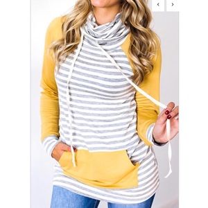 Yellow/gray/white stripped hoodie!